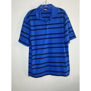 Nike Golf Mens Polo Shirt Large Striped Dri Fit Short Sleeve Vented Activewear